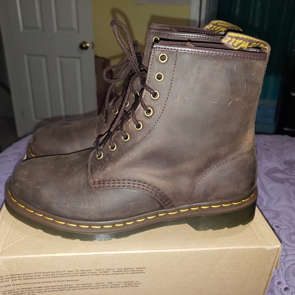 Dr Doc Martens Crazy Horse Brown Leather Boots EU 45 UK 10 US M 11 US W 12 - Picture 6 of 12